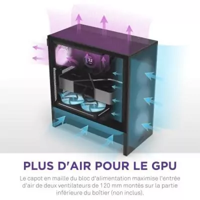 Boitier moyen-tour compact ATX - NZXT - CC-H52FB-R1 - H5 Flow RGB avec ventilateurs RGB inclus - Noir