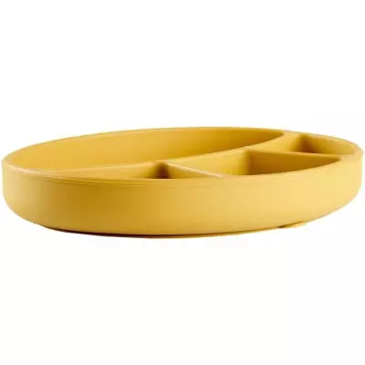 Assiette ventouse THERMOBABY Silicone Jaune Miel - Pratique et antidérapante