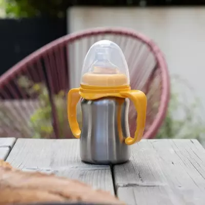 Tasse d'apprentissage inox 180 ml jaune mango - Anti-fuites