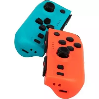 Manettes Joypads - Nintendo Switch et Switch OLED - KONIX - Autonomie 8 h - Fonction vibration - Bleu et rouge
