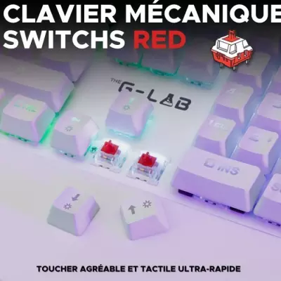 Clavier Gamer The G-Lab KEYZ RUBIDIUM - Switch Rouge - RGB - Repose Poignet - Blanc