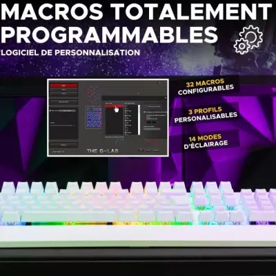 Clavier Gamer The G-Lab KEYZ RUBIDIUM - Switch Rouge - RGB - Repose Poignet - Blanc