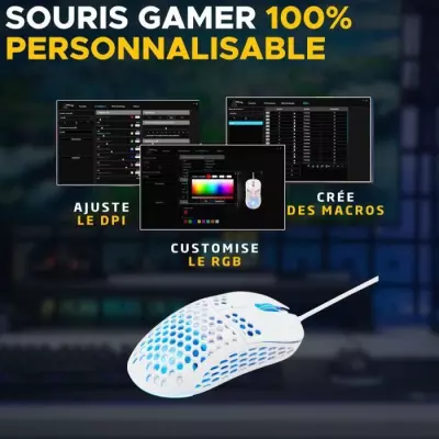Souris Gamer filaire - The G-Lab - KULT-OXYGEN - RGB - 12800 DPI - Blanc Souris Gamer filaire - The G-Lab - KULT-OXYGEN - RGB - 12800 DPI - Blanc