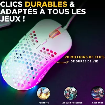 Souris Gamer filaire - The G-Lab - KULT-OXYGEN - RGB - 12800 DPI - Blanc Souris Gamer filaire - The G-Lab - KULT-OXYGEN - RGB - 12800 DPI - Blanc