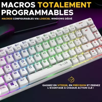 Clavier Gamer KEYZ TITAN - Switch Rouge - RGB - Blanc