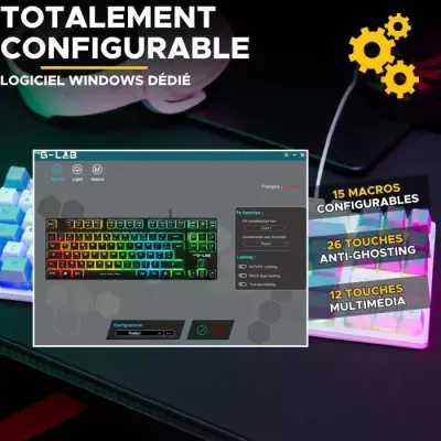 Clavier Gamer - The G-Lab KEYZ CAESIUM - RGB - Blanc & gris - TKL