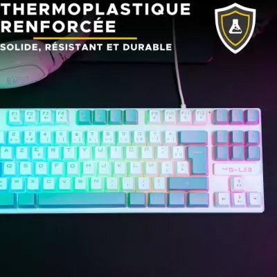 Clavier Gamer - The G-Lab KEYZ CAESIUM - RGB - Blanc & gris - TKL