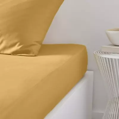 Drap housse TODAY Essential 100% Coton uni - Ocre