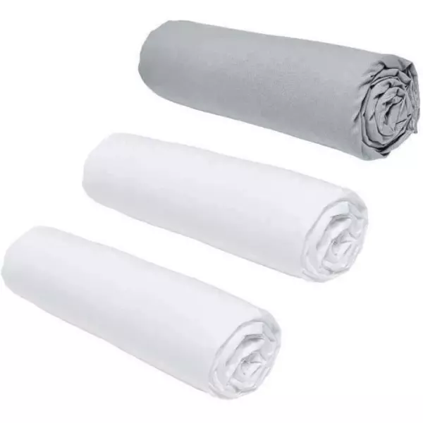 Lot de 3 draps housses TODAY Essential - 160 x 200 cm - 2 personnes - 100% Coton - Craie/ Acier