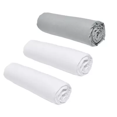 Lot de 3 draps housses TODAY Essential - 160 x 200 cm - 100% Coton - Craie/Acier