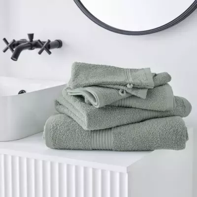 Lot de 10 serviettes de toilette 100% coton céladon - Format 50x90 cm