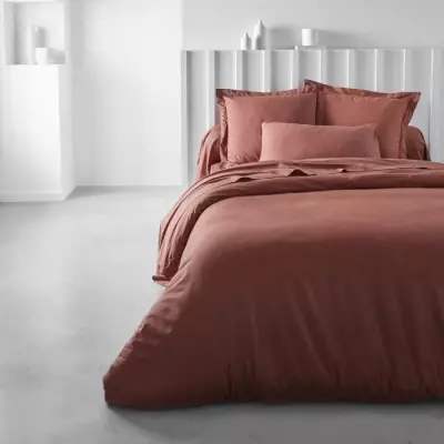Drap Housse 100% Coton Uni Terracotta - Qualité Today