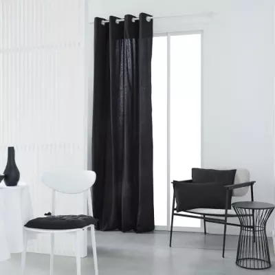 Rideau œillets 140x240cm 100% coton - Fusain