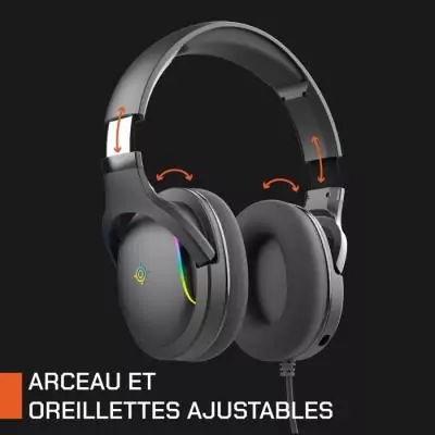 Casque gamer filaire - NOVA GAMING - Borealis - Micro amovible - LED RBG - Noir