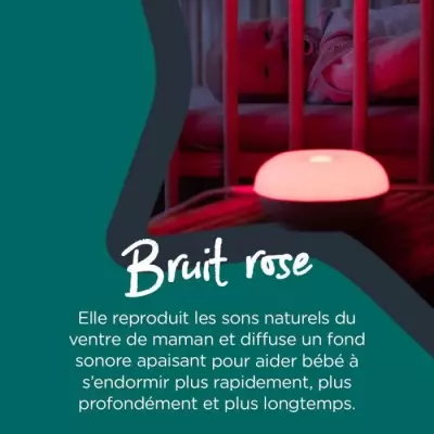 Veilleuse dreammaker avec CrySensor: lumière rouge, bruit rose
