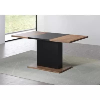 Table à manger KENDO 6 personnes - Chêne ambré et noir - L160 x P80 x H76 cm