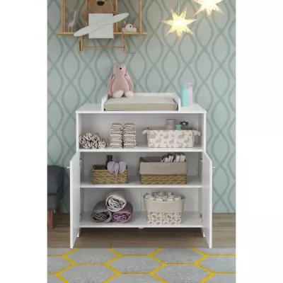Chambre bébé Duo : Lit 70 x 140 cm + Commode à langer NIKO - Blanc - Éco-responsable