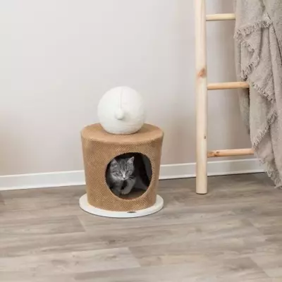 Lit douillet pour chat TRIXIE - Avec balle griffoir - Taupe