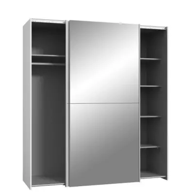 Armoire 2 portes coulissantes + miroir blanc mat - Plus responsable - Label FSC® 100% - L 170,3 x P 61,2 x H 190,5 cm