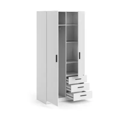 Armoire VEGA blanc mat - 2 portes + 3 tiroirs - Compact et élégant
