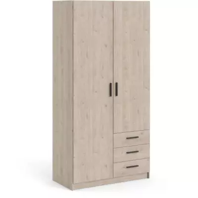 Armoire VEGA - Gris Anthracite - 2 portes + 3 tiroirs