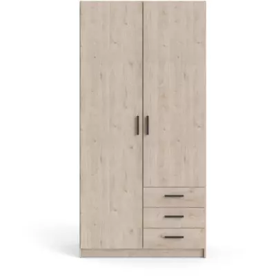 Armoire VEGA - Gris Anthracite - 2 portes + 3 tiroirs