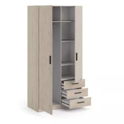 Armoire VEGA - Gris Anthracite - 2 portes + 3 tiroirs