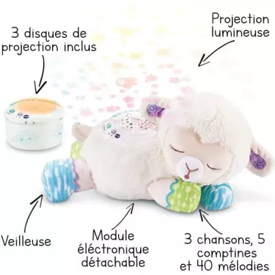 Veilleuse VTECH BABY - Manon, Lumi Mouton Nuit Etoilée 3 en 1