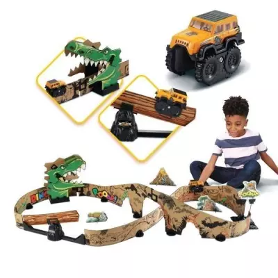 Circuit de course en carton VTECH CAR-BOARD RACERS DINO ADVENTURE - 5 ans + Marron - 31x43x13 cm