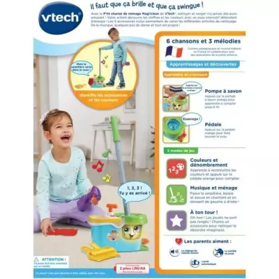 VTECH - P'tit Chariot de Ménage Magi'clean - Jeu d'Imitation Fun