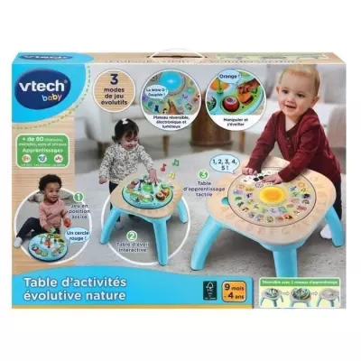 VTech TABLE D'ACTIVITÉS ÉVOLUTIVE NATURE (JOUET AVEC PARTIE BOIS CERTIFIÉ FSC®)