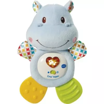 Hochet Croc'Hippo VTECH BABY - Peluche Bleue Texturée