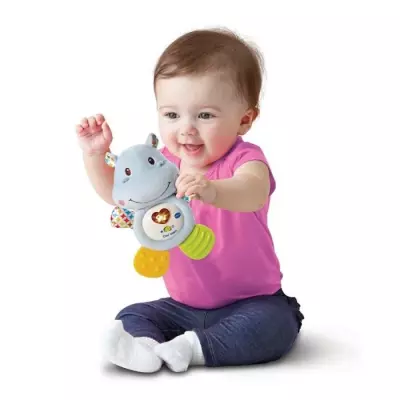 Hochet Croc'Hippo VTECH BABY - Peluche Bleue Texturée