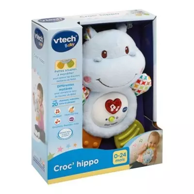 Hochet Croc'Hippo VTECH BABY - Peluche Bleue Texturée