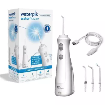 Jet Dentaire WATERPIK WF-13 Pearl Blanc Rechargeable - Sans fil - 4 Embouts
