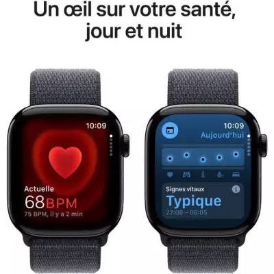 Apple Watch Series 10 GPS - Boîtier Jet Black Aluminium - Bracelet Ink Sport Loop