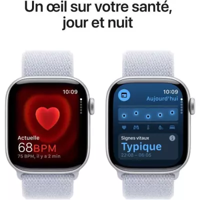 Montre Apple Watch Series 10 GPS 42mm - Silver Aluminium - Blue Cloud Sport Loop
