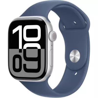 Apple Watch Series 10 GPS 46mm Silver Aluminium avec Bracelet Denim Sport Band