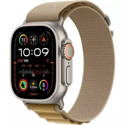 Montre Apple Watch Ultra 2 GPS + Cellular - Titanium Naturel - Bracelet Tan Alpine - Medium