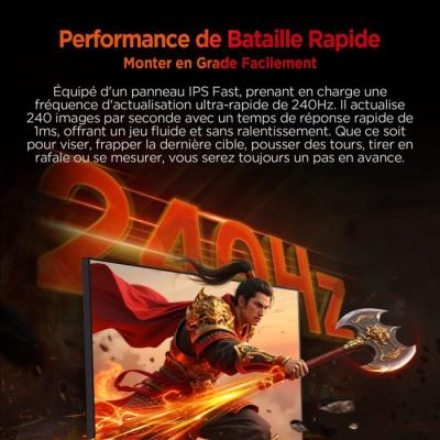 Ecran PC Gamer - HKC - 27 - FHD - 240Hz - Dalle Fast IPS - 1ms - G27H3D