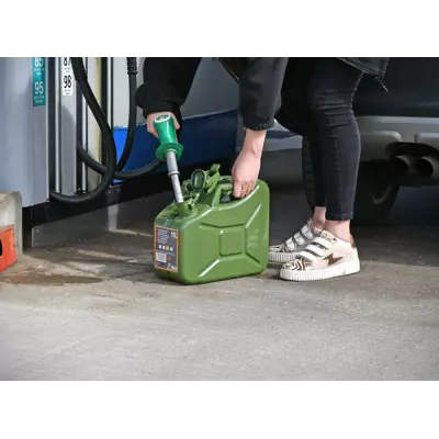 Jerrican essence 10L en acier précis US - Compact et robuste