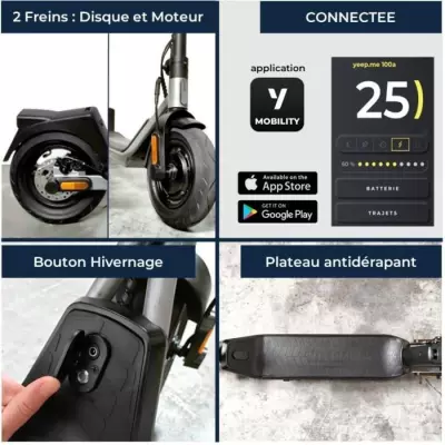 Trottinette électrique YEEP.ME 100a - 500W - 10'' - 10,4Ah - 40km - Clignotants
