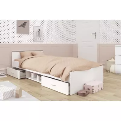 Lit enfant contemporain blanc mat - Made in France