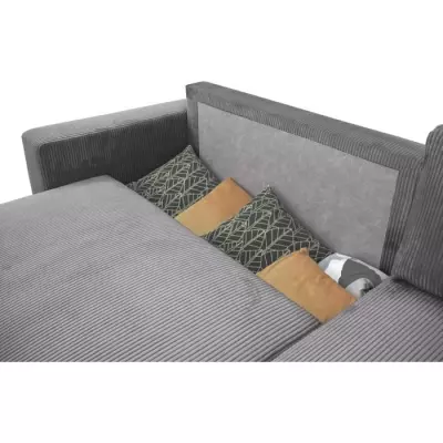 Canapé d'angle convertible réversible PHARELL - velours côtelé Anthracite