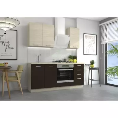 Meuble haut CHAMONIX 2 Portes - Décor chêne - L 60 x P 31 x H 72 cm