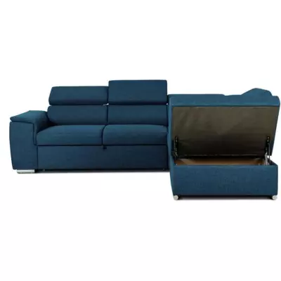 Canapé d'angle convertible réversible avec coffre - DAYTONA - Bleu Oeko-Tex - 5 places