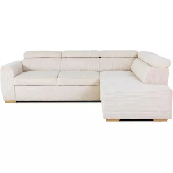 Canapé d'angle convertible réversible - 4/5 places - KELIO - Velours côtelé beige - 245 x 184 x 77/87cm