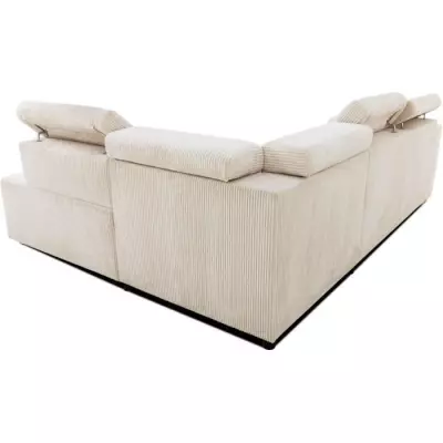 Canapé d'angle convertible KELIO - Velours beige - 245 x 184cm