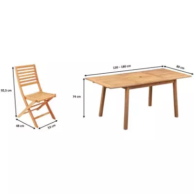 Ensemble repas de jardin extensible 4-6 pers. - Eucalyptus FSC