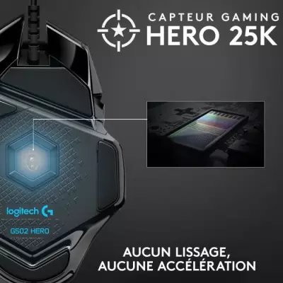 Souris gamer filaire Logitech G502 Hero - Noir
